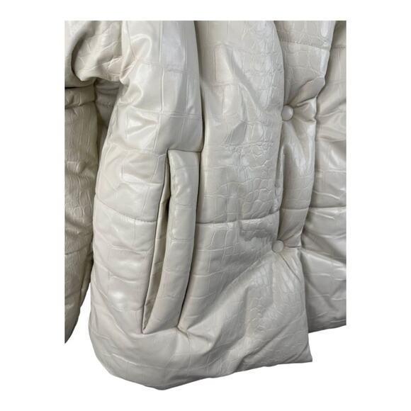 Nanushka Hide Okobor Alt-Leather Textured Puffer Jacket Cream White Size XS - Picture 5 of 16